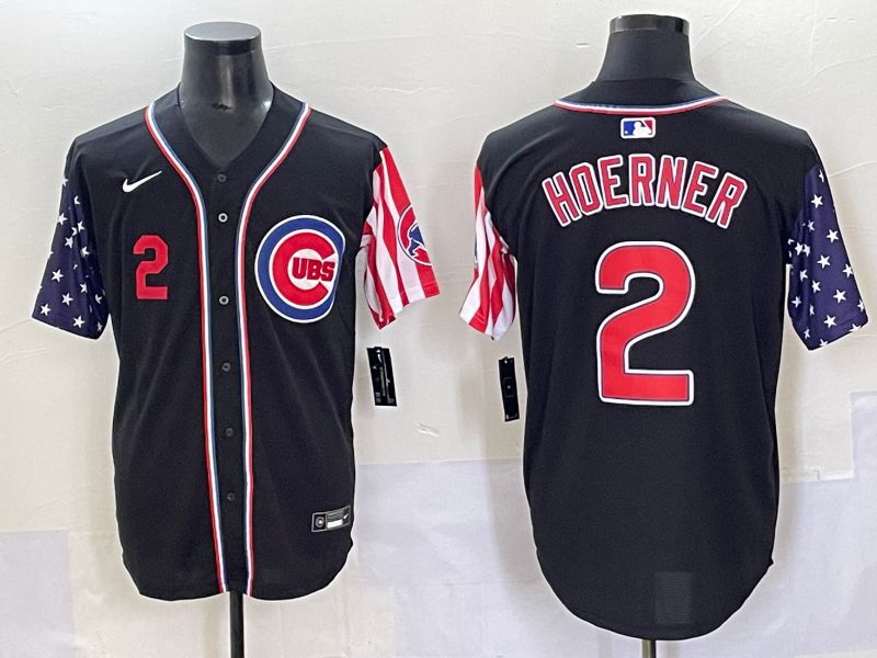 Men 2025 Chicago Cubs 2 Hoerner Black a generation of national flags Joint Name Nike MLB Jersey style 2